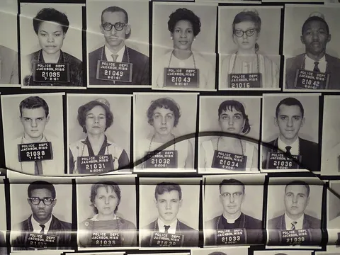 The collective mugshots of the group of American civil rights activists known as the Freedom Riders from the 1960s