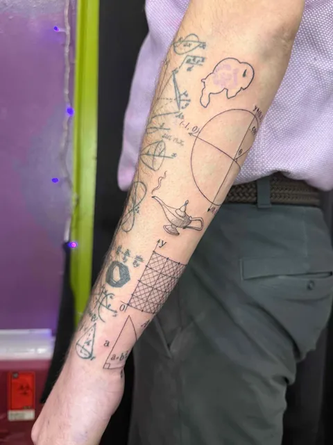 The continuation of my “Math Sleeve” as a high school math teacher. All done by Sierra at Martian Arts in Portland, OR!