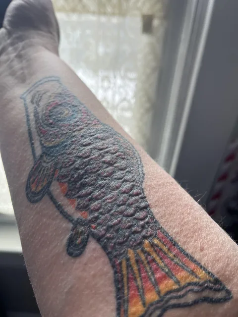Sometimes, when my allergies are bugging me, just the scales on my koi tattoo puff up