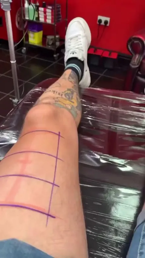 3 different tattoo artists, each wasn’t allowed to see what the previous tattooed