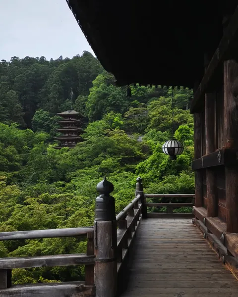1954 Five-storied Pagoda seen from the balcony of the 1650 Main Hall of Hase-dera Temple, Sakurai City, Nara Prefecture, Japan [OC]