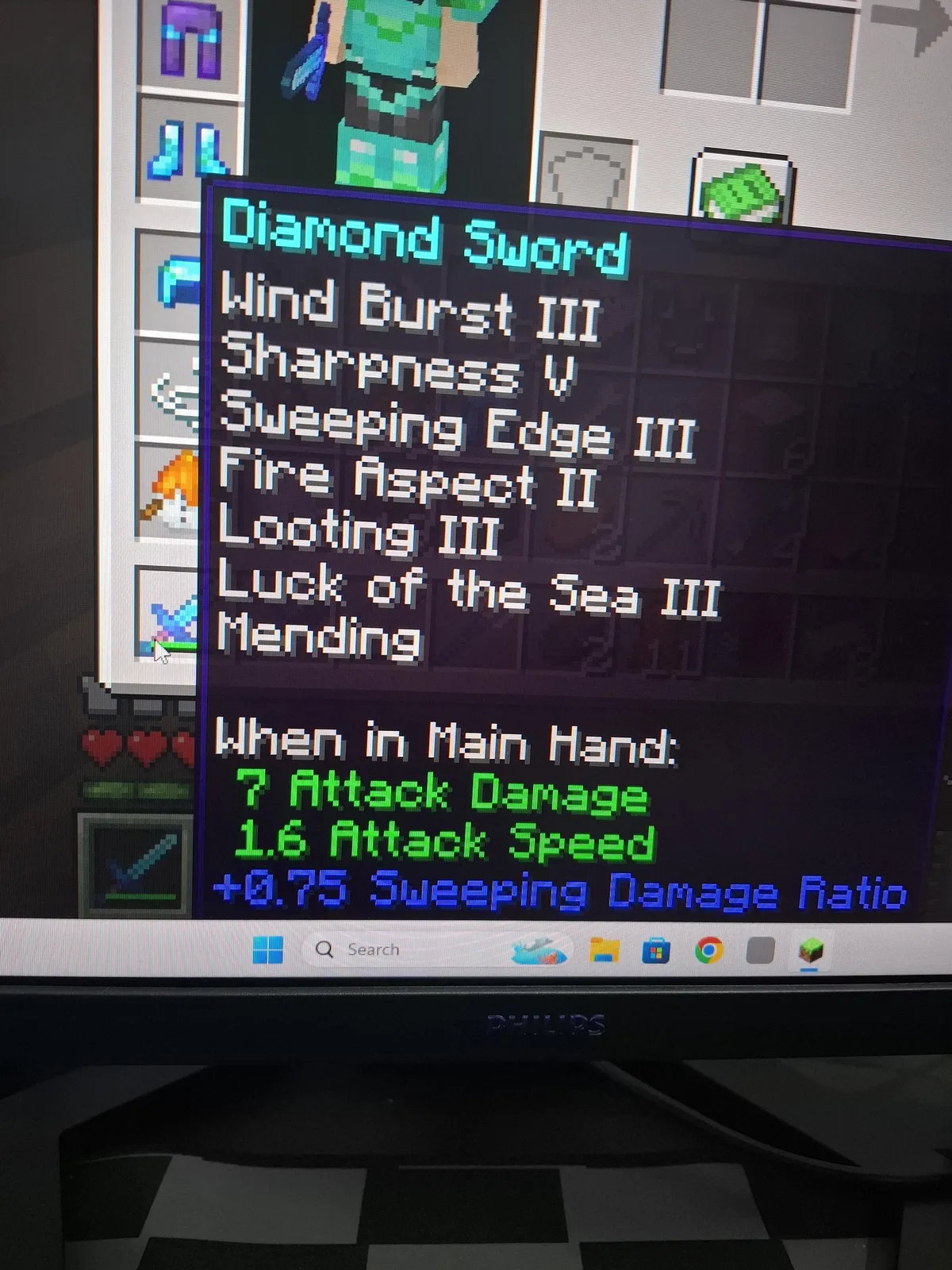 My 9 year old cousin got illegal enchantments on his sword