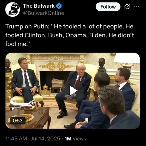 Says the guy who sided with Putin in Helsinki.