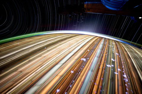 Star trails from Earth orbit