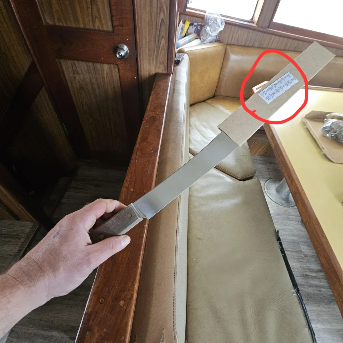 My knives came back from the sharpener with bandages taped to the sheath.