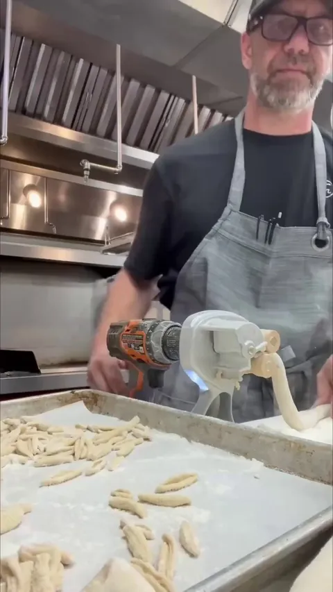 Using a power drill to make pasta