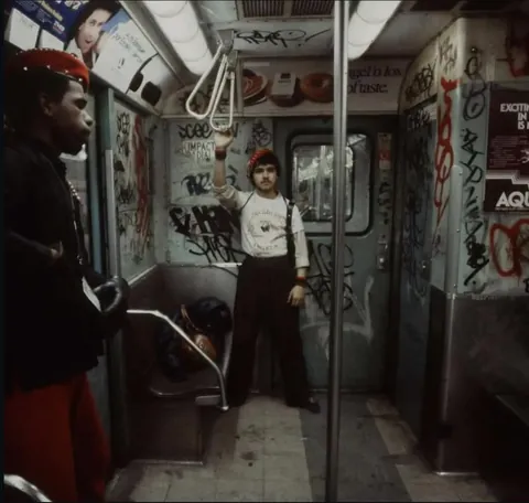 Guardian Angels riding the NYC subway, 1981.