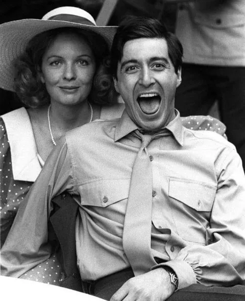 Diane Keaton and Al Pacino during the filming of The Godfather in 1972.