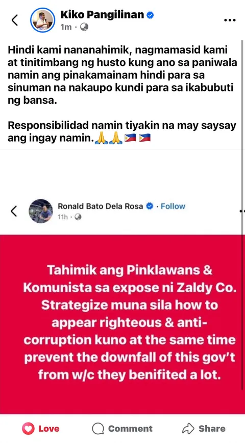 Sen Kiko Pangilinan responds to Sen Bato Dela Rosa