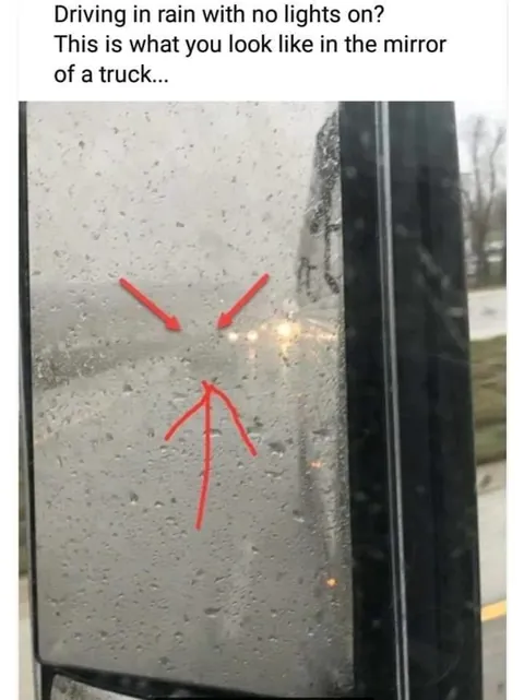 The answer to the question “Why do I need my lights on? It’s only rain”