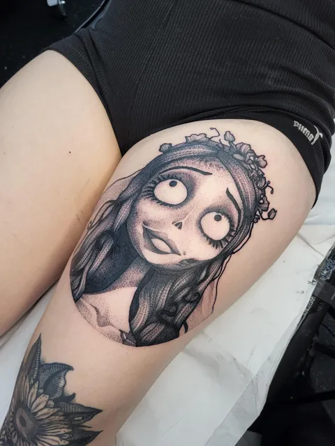 Corpse Bride, done by Sophie Brown at Bridge Street Tattoo, Chester, UK