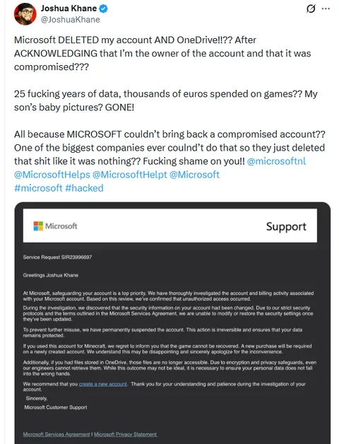 Microsoft Deletes Users 25 Year Old Account With Thousands Spent On Games And His Sons Baby Pictures After It Was Hacked
