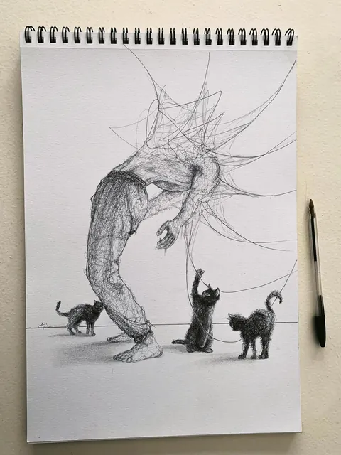 Some of my unsettling ballpoint pen drawings[OC]