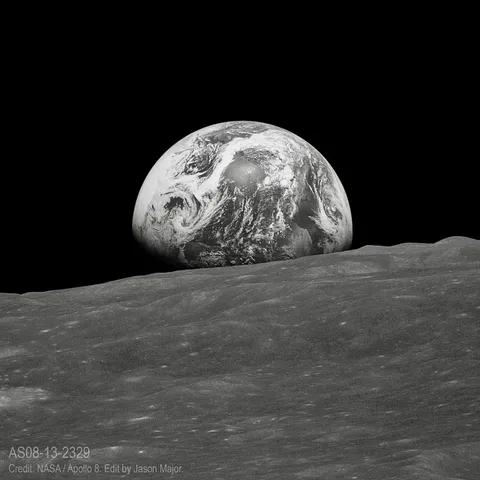 First "Earthrise" captured by humans on Dec. 24, 1968