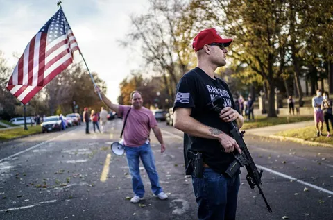 “Stop the steal” protesters in front of Tim Walz’s residence. November 7th, 2020