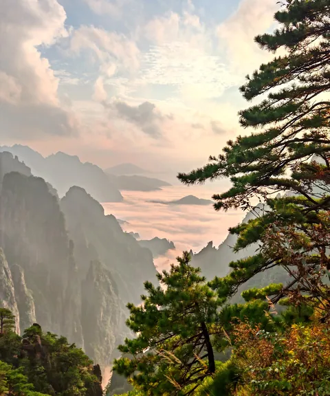 Golden Hour in Huangshan, China [OC] [2836x3404]