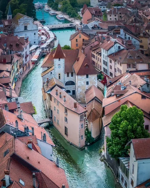 Palais de l'Isle, a 12th-century fortified mansion on an islet in the River Thiou, Annecy, Auvergne-Rhône-Alpes, Southeastern France.