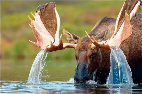 PsBattle: Moose creating a waterfall off its antlers