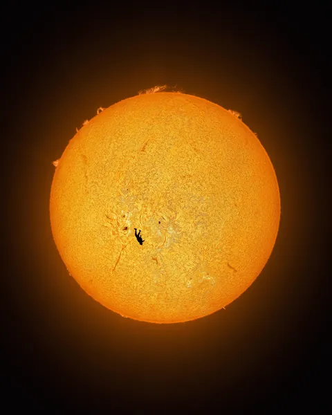 [OC] I captured a photo of my friend in freefall in front of the sun. More details in the comments.