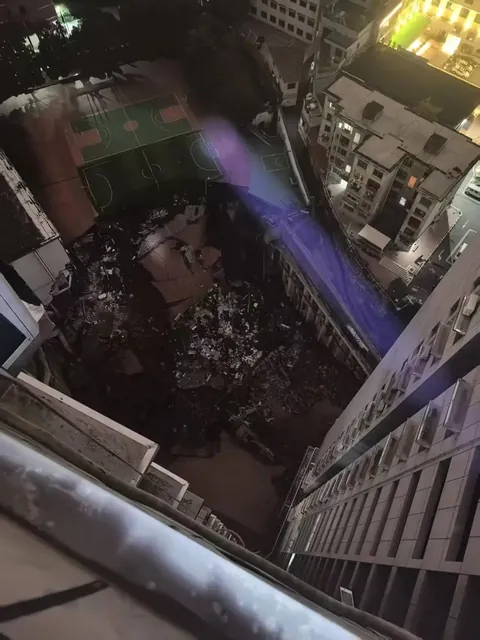 Sinkhole overnight on school playground