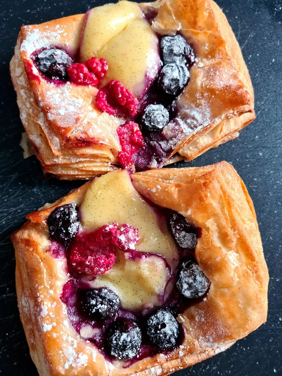 [I ate] Danish with vanilla custard and berries.