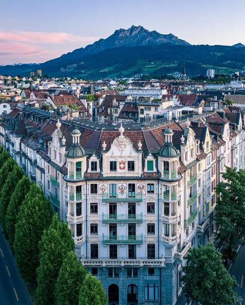 1903 administrative building on Zentralstrasse street, Lucerne, central Switzerland.