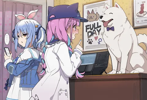 Pekora invites Aqua to the Doggy Spa (eme)