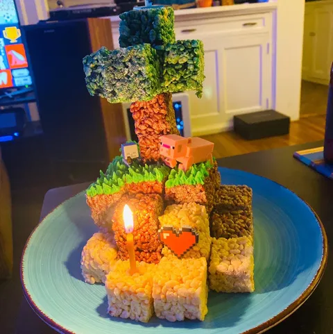 Made a birthday cake for my bf, complete with torch!