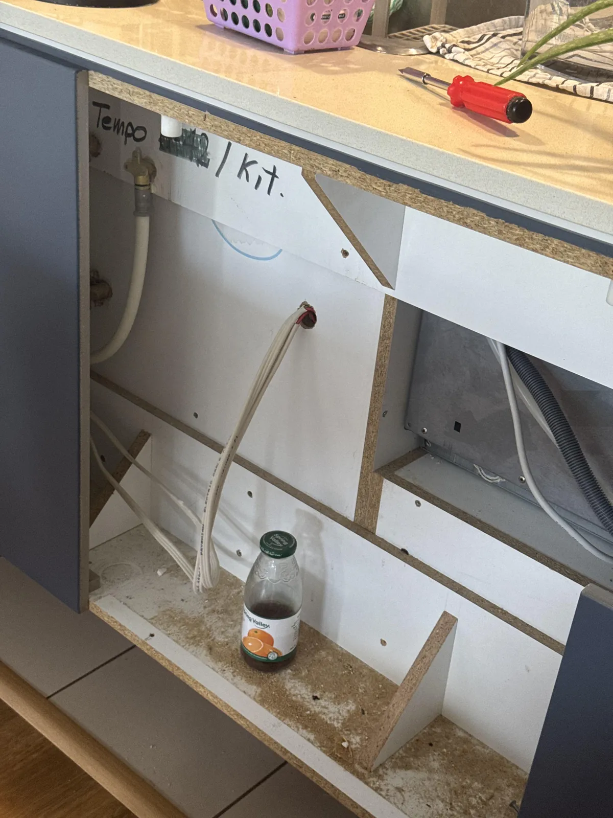 Builders left a juice behind my kitchen cabinets, been there for 10 years. 