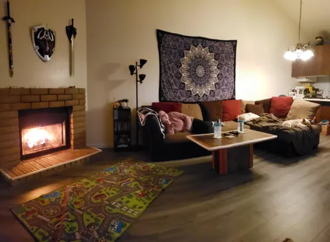 Just moved to my new apartment, it's even got a fireplace!