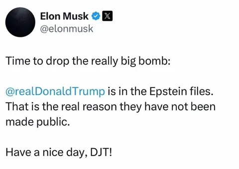 Elon accuses Trump of being in Epstein files, Trump says Elon was asked to leave