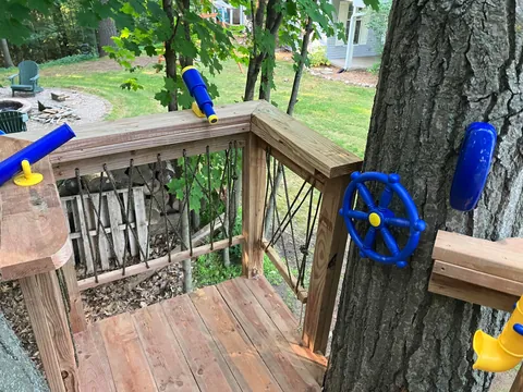 Tree fort for my kids.  The last 4 pics are what the previous tree fort looked like when we bought the property in May