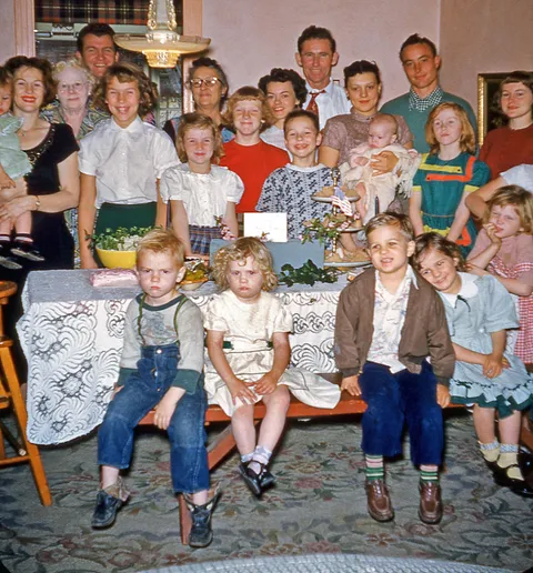 Kodachrome shot of a birthday party, 1952.