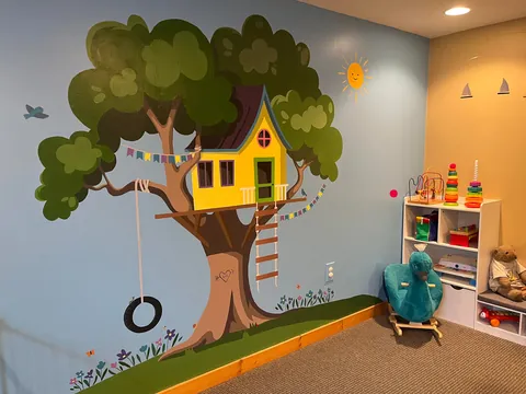 Playroom mural for our little girl is complete!