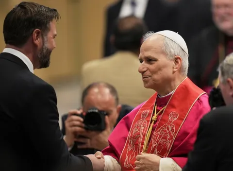 JD Vance greets Pope Leo XIV in Vatican City