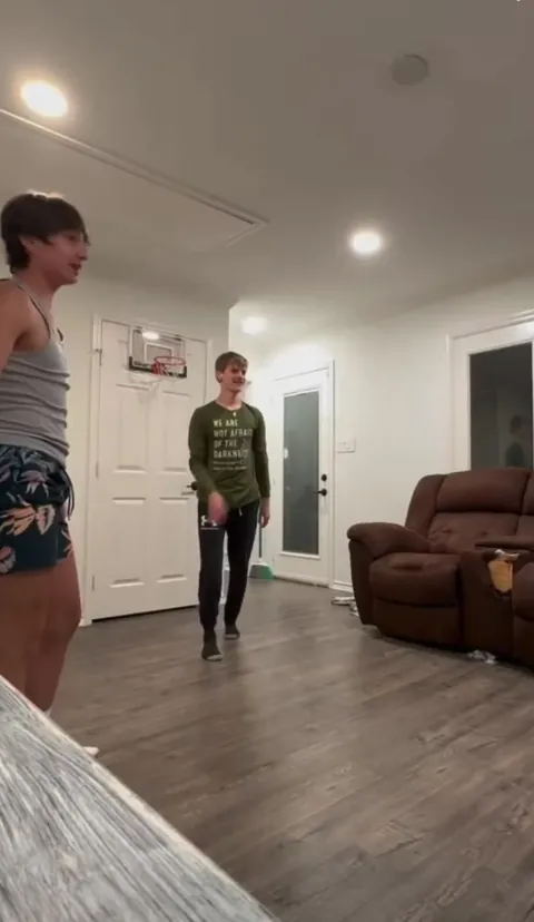 Kid puts hole in wall, well attempting a “basketball” dunk.