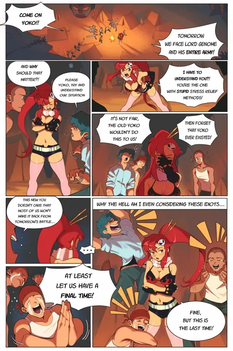 Yoko helping the guys relief some stress (TimboCactus) [Gurren Lagann]