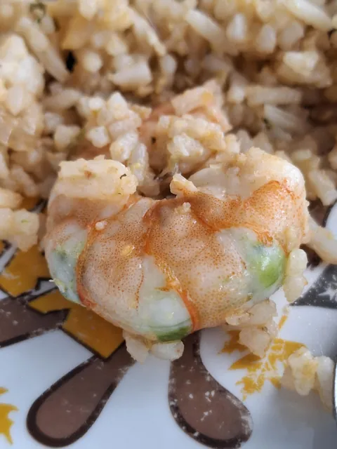 Prawn in my Rice is green.