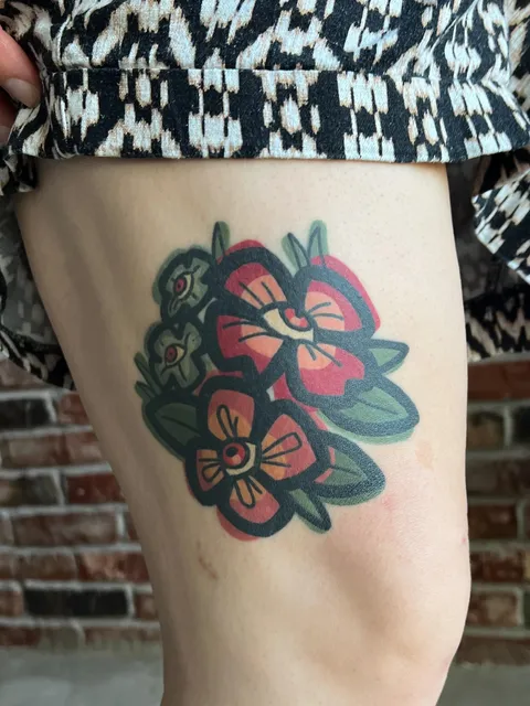 8 months healed flowering eyes - by Mariah Baker - Lovebird Tattoo, Ozark, MO