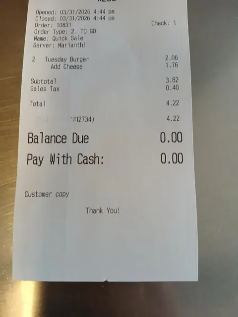 [I ate] $2 cheeseburger at my local burger joint