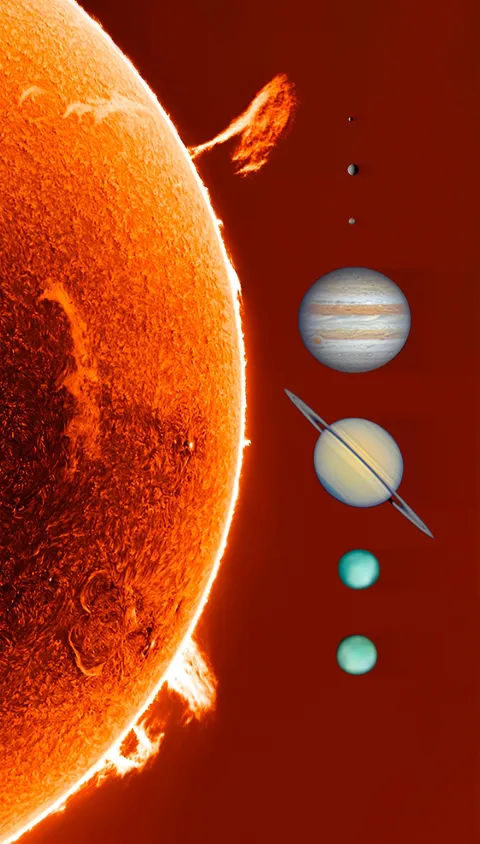 The Solar System’s Planets and Star to Scale Through my Telescopes.