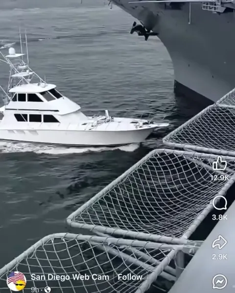 The USS museum was struck by a boat the other day.