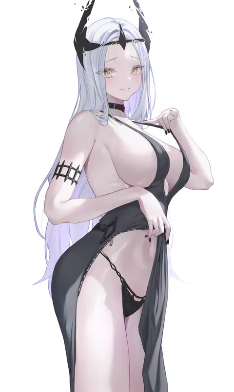 Lifts her black dress ((レンゲ/renge) renge730_jp) [Original]