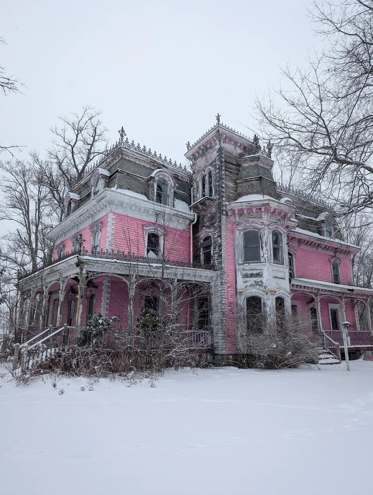 ITAP of an abandoned pink house