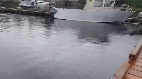 Checking the boats at the marina