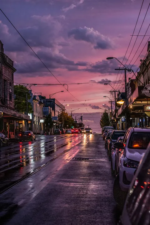 ITAP of a street at sunset 