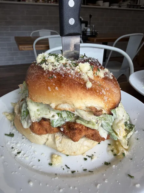 [I Ate] A Chicken Caesar Salad Cutlet on an Oversized Garlic Knot Bun