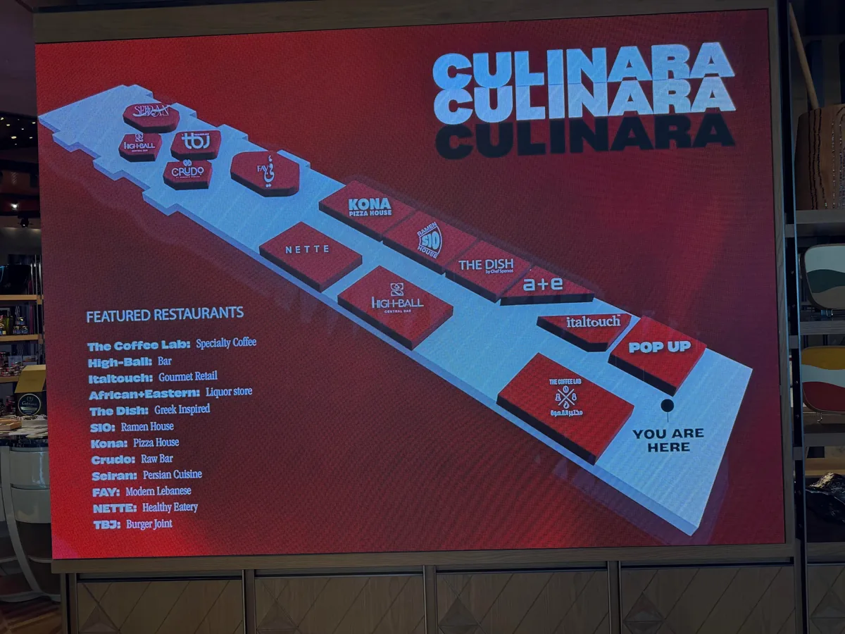 A food court suspended between two buildings 24 stories up in Dubai