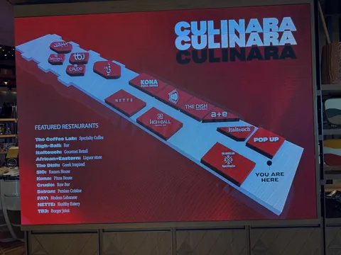 A food court suspended between two buildings 24 stories up in Dubai