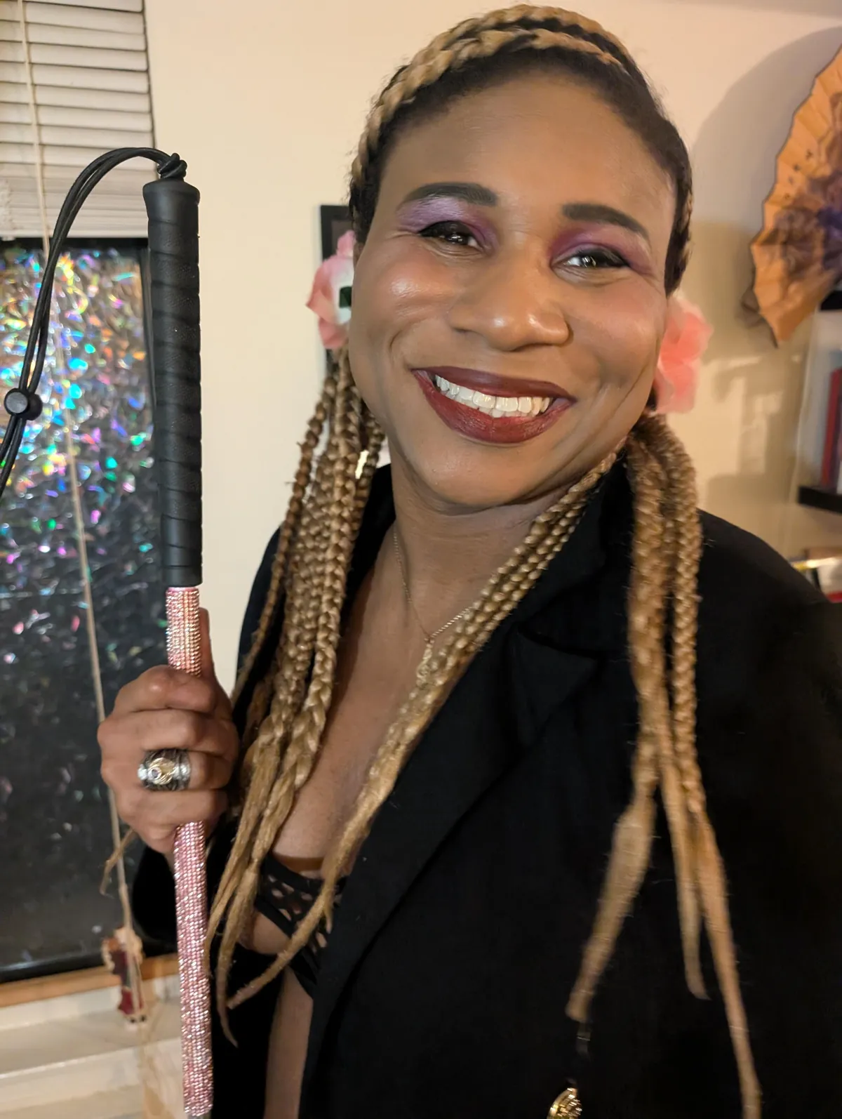 My SO is blind and I do her makeup, a splash of pink for a night out! I've been reigning in the wing length, I think it frames her face better?